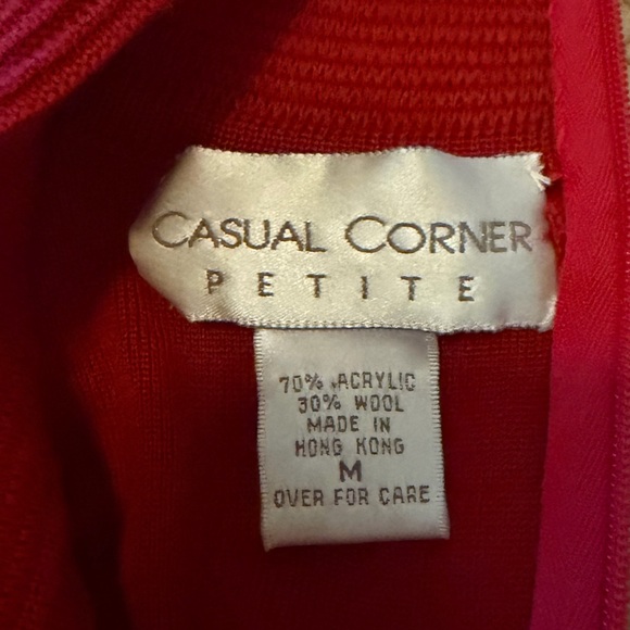 90s Casual Corner Petites Red Mock Neck Faux Wrap Sweater Dress, Sz M ♥️ - Picture 10 of 10